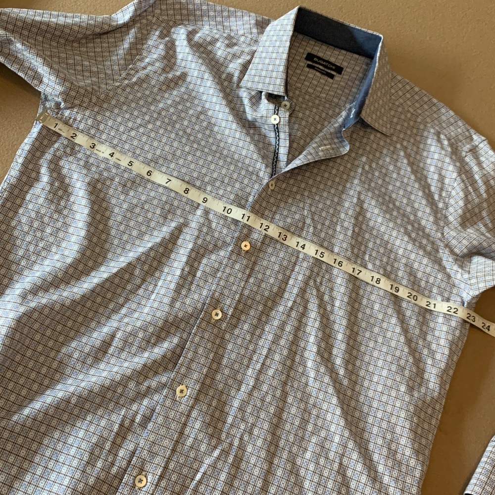 Bugatchi Light Blue Patterned Button Down Shirt- … - image 7